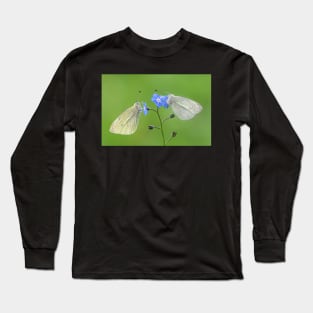 Two Small White Butterflies on a Forget-me-not Flower Long Sleeve T-Shirt
